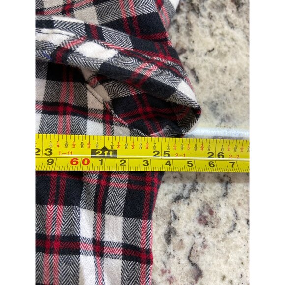 Chaps Men XL Shirt Red Black White Plaid Long Sleeve Button Down Academia Preppy - Picture 9 of 11